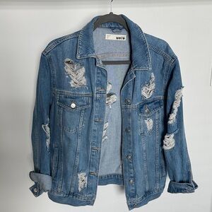 Topshop Moto Oversized Light Blue Denim Jacket